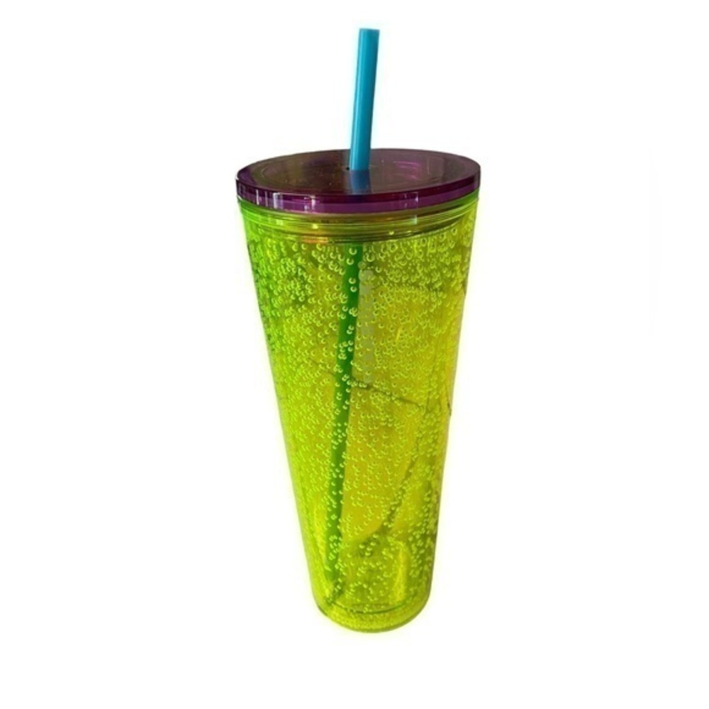 Starbucks New June release summer 2023 yellow bubble with purple lid tumbler